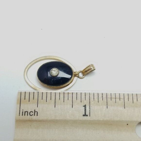 Vintage Van Dell Black and 12k Gold FIlled Pendant, Classic Oval Shape, Estate - Picture 5 of 7